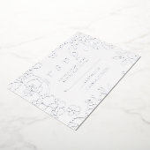 シルバーフローラエレガントウェディングRSVP 箔招待状 (回転した状態)