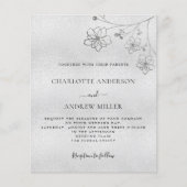 シルバーフローラエレガント予算結婚式招待状 (正面)