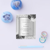 シルバーフローラエレガント予算結婚式招待状 チラシ (シングル)