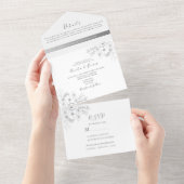 シルバーフローラオールインワンウェディング招待 オールインワン招待状 (貼ってはがせる)