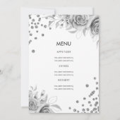 シルバーフローラグリッター30誕生日メニュープログラム 招待状 (裏面)