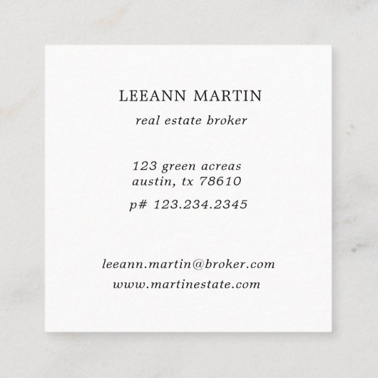 シルバーフローラスクエアビジネスカード スクエア名刺 (裏面)