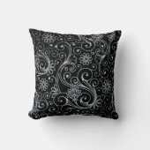 シルバーフローラスワールオンブラック クッション (正面)