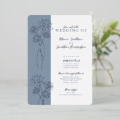 シルバーフローラダスティブルー結婚ズフォイル招待状 箔招待状 (立ち正面)