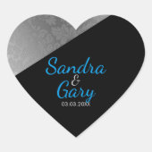 シルバーフローラダマスクのテクスチャ – 日付を保存 ハートシール (正面)