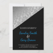 シルバーフローラダマスク結婚テクスチャ 招待状 (正面)
