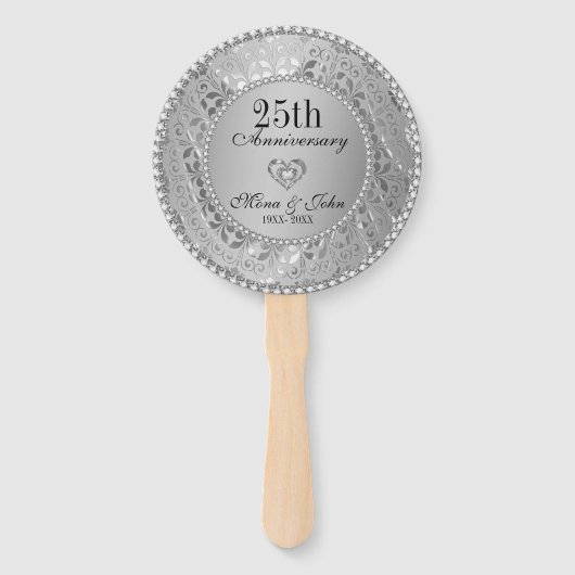 シルバーフローラダマスク記念日ハンドファン ハンドファン (正面)