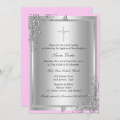 シルバーフローラバプテスマ/《キリスト教》洗礼式や命名式招待状 招待状 (正面/裏面)