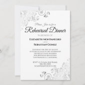 シルバーフローラフィリ結婚グリーのリハーサルディナー 招待状 (正面)