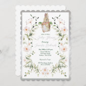 シルバーフローラベビーバニーベビーシャワー 招待状 (正面/裏面)