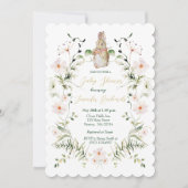 シルバーフローラベビーバニーベビーシャワー 招待状 (正面)