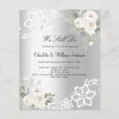 シルバーフローラレースの誓の更新結婚式招待状 (正面)