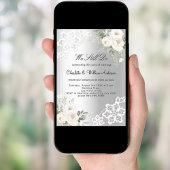 シルバーフローラレース豪華なボア結婚リニューアル 招待状