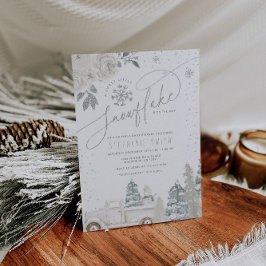シルバーフローラ冬のスノーフレーク赤ちゃんシャワー 招待状