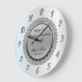 シルバーフローラ結婚ダイヤモンド25周年記念 ラージ壁時計 (傾斜)