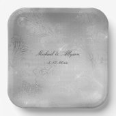 シルバーフローラ結婚レース ペーパープレート (正面)