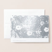 シルバーフローラ結婚式招待状カスタム写真 箔カード (裏面封筒付き)