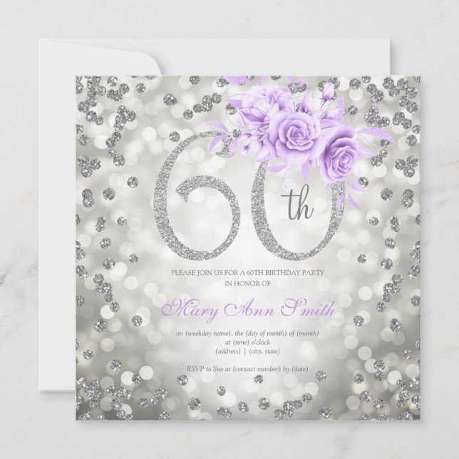 シルバーフローラ60誕生日グラムライトパープル (正面)