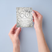 シルバーフローラ60th誕生日ライト招待状 チラシ (手)