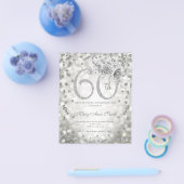 シルバーフローラ60th誕生日ライト招待状 チラシ (シングル)