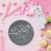 シルバーフローリッシュジョイクリスマスパーティー ペーパープレート (パーティー)