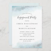 シルバーブエレガントルーフェアリータール婚約パーティ 招待状 (正面/裏面)