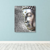 シルバーブッダ顔キャンバス印刷 キャンバスプリント (インサイチュ (ウッドフロア))