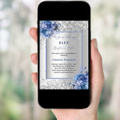 シルバーブライダルシャワーをする前に何か青い 招待状