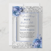 シルバーブライダルシャワーをする前に何か青い 招待状 (正面)
