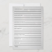 シルバーブライダルシャワーアドバイスとウェルウィッシュカード 招待状 (裏面)