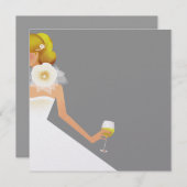 シルバーブライダルシャワーワインの招待 招待状 (正面/裏面)