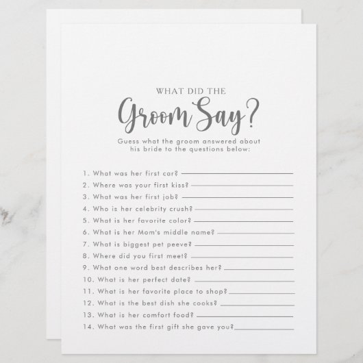 シルバーブライダルシャワー新郎は何と言った (正面/裏面)