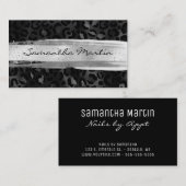 シルバーブラシストロークブラックフォイルヒョウ 名刺 (正面/裏面)