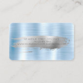 シルバーブラシストローク、グリッターカップケーキブルーメタリック 名刺 (裏面)