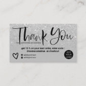 シルバーブラシフォントシックなグレー感謝していの順序 名刺 (正面)