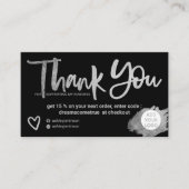 シルバーブラシフォントブラックシック感謝していオーダー 名刺 (正面)