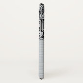 シルバーブラシ仕上げアルミニウムに黒フローラマンダラ Case-Mate iPhoneケース (裏面/右)