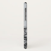 シルバーブラシ仕上げアルミニウムに黒フローラマンダラ Case-Mate iPhoneケース (裏面/左)