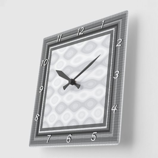 シルバーブラシ仕上げスチールの背景 スクエア壁時計 (傾斜)