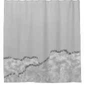 シルバーブラシ仕上げメタルグリッター シャワーカーテン (正面)