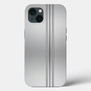 シルバーブラシ仕上げメタルドアiPhoneケース iPhone 13ケース