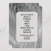 シルバーブラシ仕上げメタル抽象芸術誕生日パーティー 招待状 (正面/裏面)