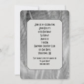 シルバーブラシ仕上げメタル抽象芸術誕生日パーティー 招待状 (正面)