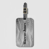 シルバーブラシ仕上げメタル抽象芸術 ラゲッジタグ (正面縦)