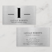 シルバーブラシ仕上げメタル文字Lモノグラムヘアメイクアップ 名刺 (正面/裏面)