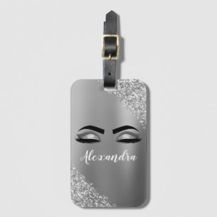 シルバーブラシ仕上げ金属モノグラムの名前とイニシャル ラゲッジタグ