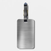シルバーブラシ仕上げ金属モノグラムの名前とイニシャル ラゲッジタグ (裏面縦)