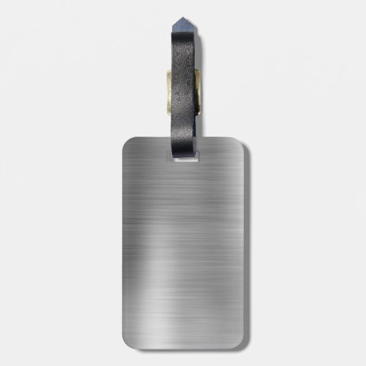 シルバーブラシ仕上げ金属モノグラムの名前とイニシャル ラゲッジタグ (裏面縦)