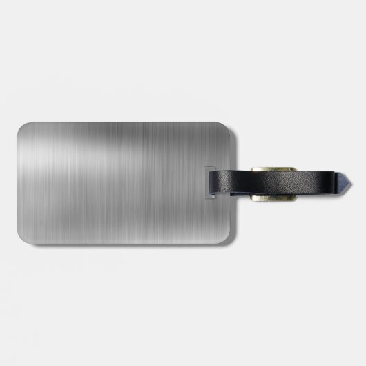 シルバーブラシ仕上げ金属モノグラムの名前とイニシャル ラゲッジタグ (裏面横)