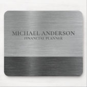シルバーブラシ仕上げ金属モノグラム名 マウスパッド (正面)